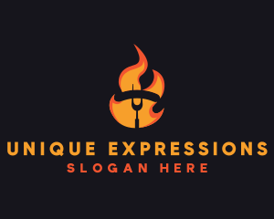 Fire Grilled Sausage BBQ logo design