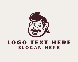 Retro Mustache Man Character logo