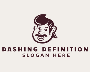 Retro Mustache Man Character logo