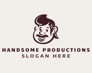 Retro Mustache Man Character logo