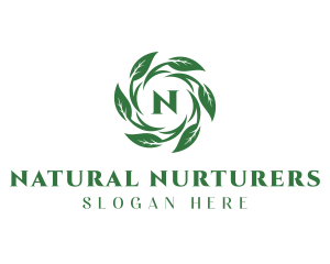 Natural Leaf Wreath logo design