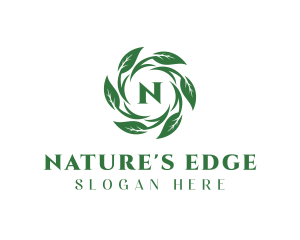 Natural Leaf Wreath logo design