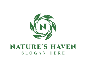 Natural Leaf Wreath logo design