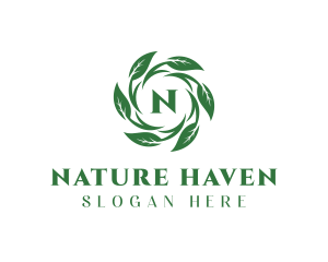 Natural Leaf Wreath logo design