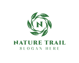 Natural Leaf Wreath logo design