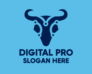 Digital Blue Bull logo design