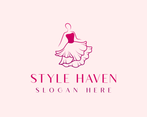 Fancy Woman Fashionista Dress logo design