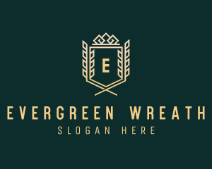 Wreath Shield Crest logo design