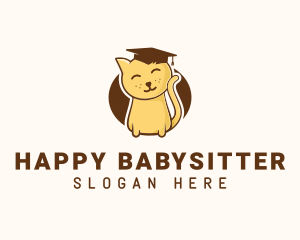 Cute Graduate Kitten logo design