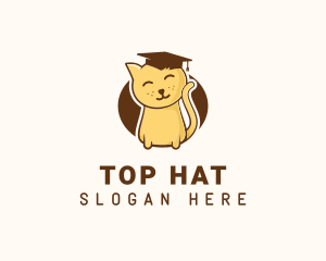 Cute Graduate Kitten logo design