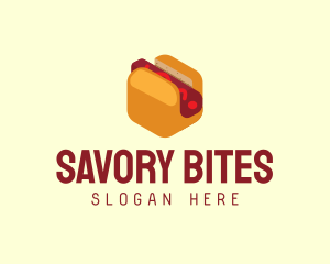 Isometric Hot Dog Sandwich  logo design