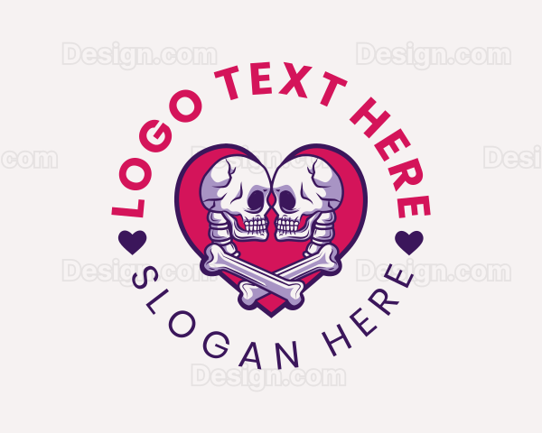 Skeleton Couple Emblem Logo