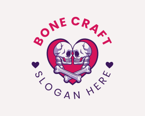 Skeleton Couple Emblem logo design