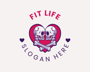 Skeleton Couple Emblem logo