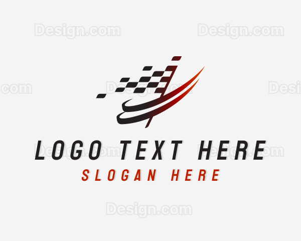 Automotive Racing  Flag Swoosh Logo