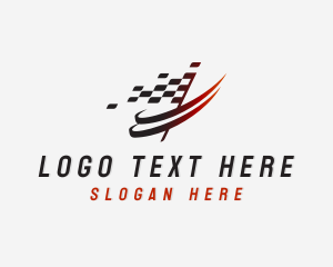 Automotive Racing  Flag Swoosh logo