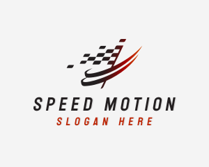 Automotive Racing  Flag Swoosh logo design