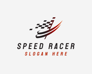 Automotive Racing  Flag Swoosh logo