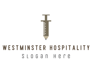 Pencil Medical Syringe logo design