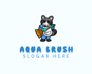 Racoon Housekeeping Broom logo design