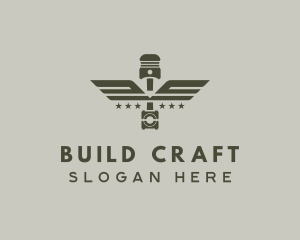 Wings Piston Engine Mechanic logo design