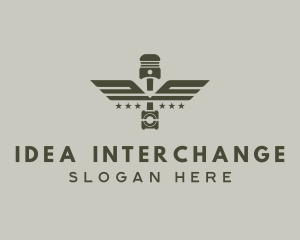 Wings Piston Engine Mechanic logo design