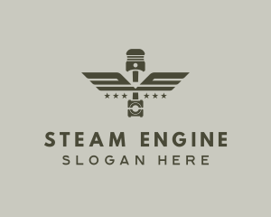 Wings Piston Engine Mechanic logo design