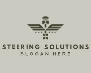 Wings Piston Engine Mechanic logo design