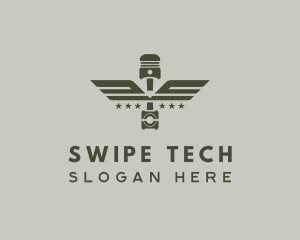 Wings Piston Engine Mechanic logo design