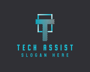 Tech Digital Letter logo design