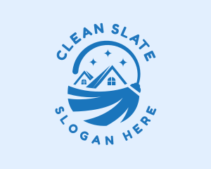 Home Cleaning Broom logo design