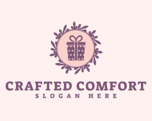 Purple Gift Shop Wreath logo design