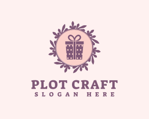 Purple Gift Shop Wreath logo design