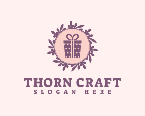 Purple Gift Shop Wreath logo design