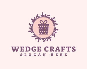 Purple Gift Shop Wreath logo design