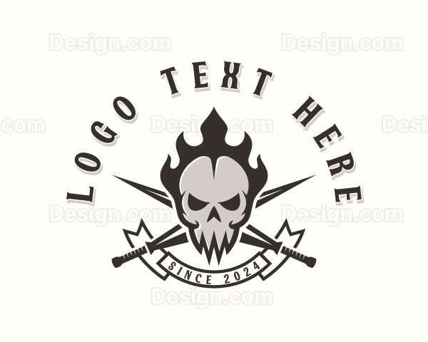 Warrior Flame Skull Logo