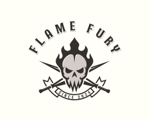 Warrior Flame Skull logo design