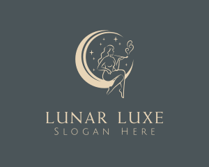 Lunar Sexy Woman Smoking logo design