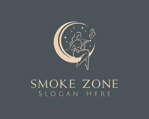 Lunar Sexy Woman Smoking logo design