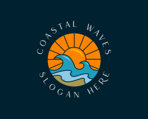 Sun Beach Wave logo design