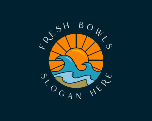 Sun Beach Wave logo design