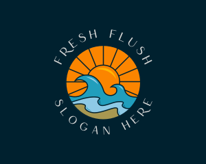 Sun Beach Wave logo design