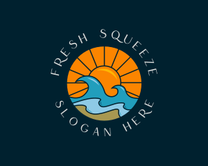 Sun Beach Wave logo design