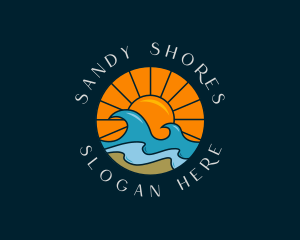 Sun Beach Wave logo design