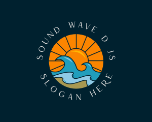 Sun Beach Wave logo design