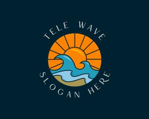 Sun Beach Wave logo design