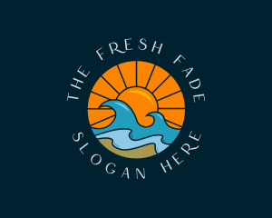 Sun Beach Wave logo design