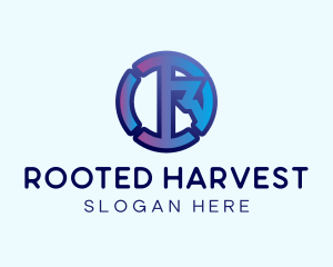 Blue Letter R Business logo design