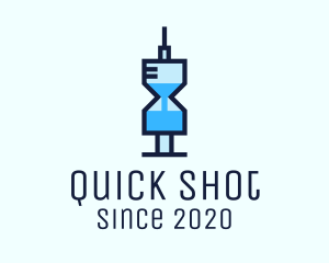 Blue Medical Syringe Hourglass logo design