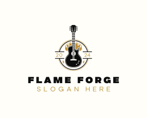 Flame Acoustic Guitar logo design